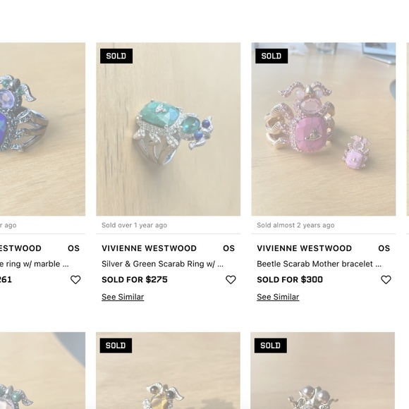 Vivienne Westwood Silver & Green Scarab Ring w/ Stones and Swarovski crystals - Picture 10 of 10